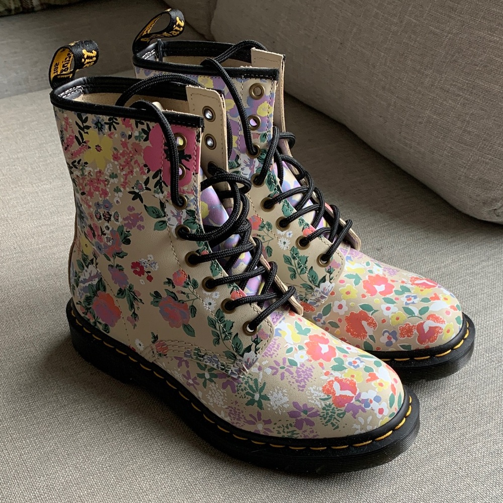 Dr. Martens Multicolor Floral Combat Boots